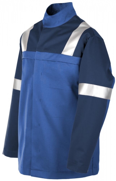 Teamdress-PSA, Gießerei/Schweißer-Jacke mit Reflexstreifen, EN ISO 11612, kornblau/marine