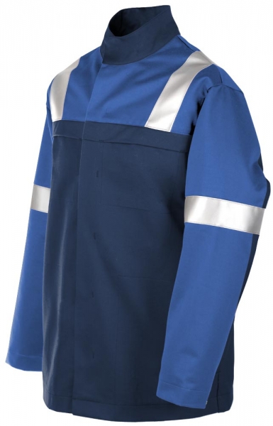 Teamdress-PSA, Gießerei/Schweißer-Jacke mit Reflexstreifen, EN ISO 11612, marine/kornblau