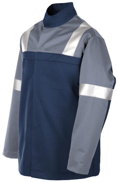 Teamdress-PSA, Gießerei/Schweißer-Jacke mit Reflexstreifen, EN ISO 11612, marine/grau