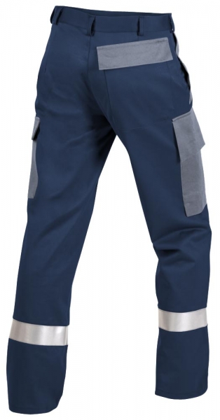 Teamdress-PSA, Gieerei/Schweier-Bundhose mit Beintaschen und Reflexstreifen, EN ISO 11612, marine/grau