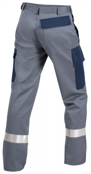 Teamdress-PSA, Gieerei/Schweier-Bundhose mit Beintaschen und Reflexstreifen, EN ISO 11612, grau/marine