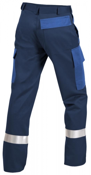 Teamdress-PSA, Gieerei/Schweier-Bundhose mit Bein- und Knietaschen, Reflexstreifen, EN ISO 11612, marine/kornblau