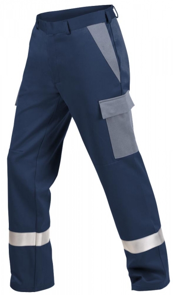 Teamdress-PSA, Gießerei/Schweißer-Bundhose mit Bein- und Knietaschen, Reflexstreifen, EN ISO 11612, marine/grau
