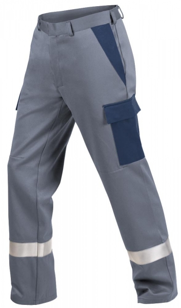 Teamdress-PSA, Gießerei/Schweißer-Bundhose mit Bein- und Knietaschen, Reflexstreifen, EN ISO 11612, grau/marine
