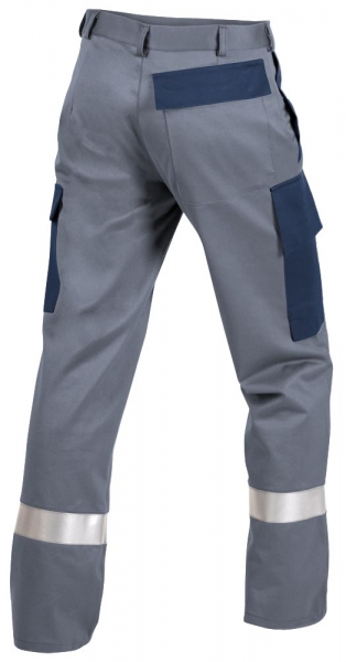 Teamdress-PSA, Gieerei/Schweier-Bundhose mit Bein- und Knietaschen, Reflexstreifen, EN ISO 11612, grau/marine