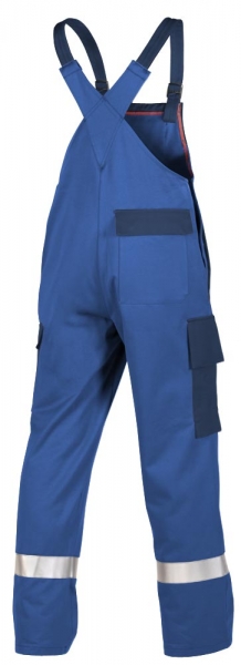 Teamdress-PSA, Gieerei/Schweier-Latzhose mit Beintaschen und Reflexstreifen, EN ISO 11612, kornblau/marine