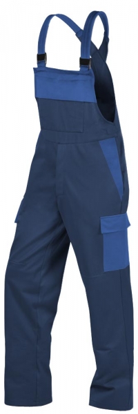 Teamdress-PSA, Gießerei/Schweißer-Latzhose mit Bein- und Knietaschen, EN ISO 11612, marine/kornblau