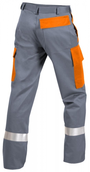 Teamdress-PSA, Gieerei/Schweier-Bundhose mit Beintaschen und Reflexstreifen, grau/orange