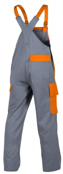 Teamdress-PSA, Gieerei/Schweier-Latzhose mit Bein- und Knietaschen, grau/orange