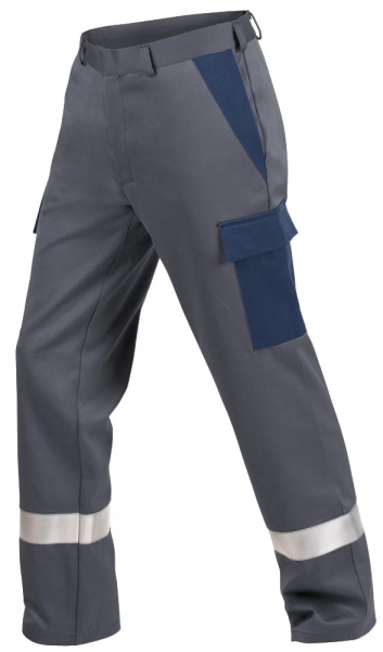 Teamdress-PSA, Multinorm, Bundhose mit Reflexstreifen, 1-lagig, EN 13034, Kl. 1, grau/marine