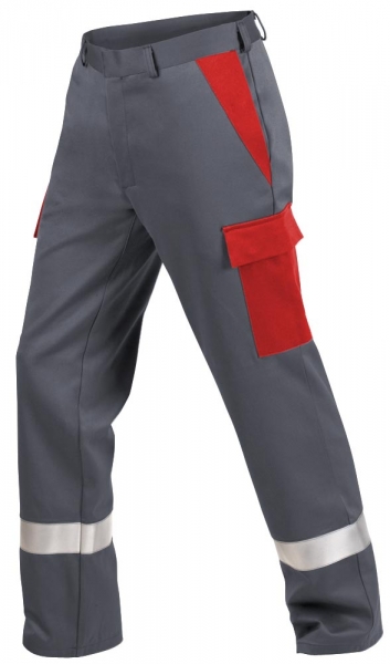 Teamdress-PSA, Multinorm, Bundhose mit Reflexstreifen, 1-lagig, EN 13034, Kl. 1, grau/rot