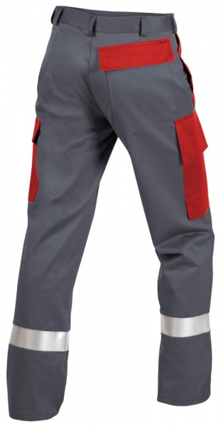 Teamdress-PSA, Multinorm, Bundhose mit Reflexstreifen, 1-lagig, EN 13034, Kl. 1, grau/rot