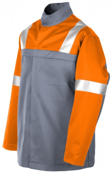 Teamdress-PSA, Gieerei/Schweier-Jacke mit Reflexstreifen, Kl. 1, EN ISO 11612, grau/orange