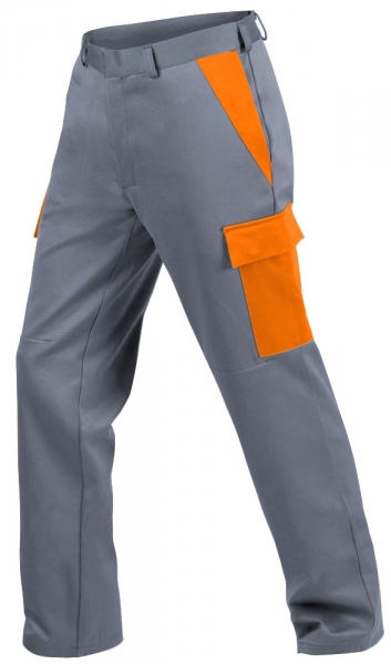 Teamdress-PSA, Gieerei/Schweier-Bundhose mit Bein- und Knietaschen, Kl. 1, EN ISO 11612, grau/orange