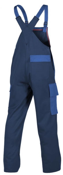 Teamdress-PSA, Gieerei/Schweier-Latzhose mit Bein- und Knietaschen, Kl. 1, EN ISO 11612, marine/kornblau