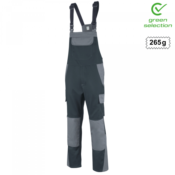 Teamdress-Latzhose ecoRover Safety, schwarz/grau