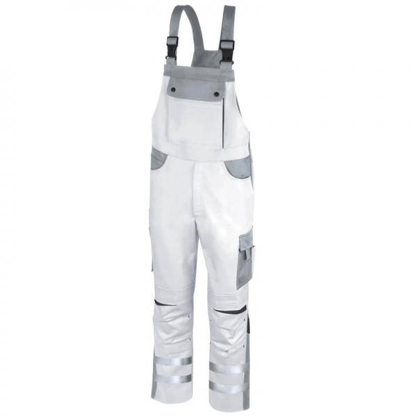 Latzhose Elements +Refl. 17353 weiß/hgrau/dgrau
