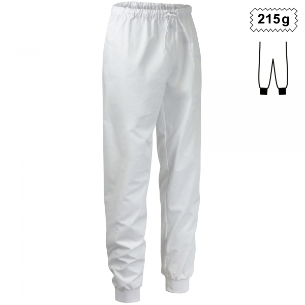 Teamdress-Unisex-Schlupfhose + Strickbündchen HACCP, weiß