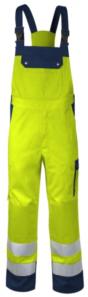 Teamdress-PSA, Warnschutz-Latzhose, mit Knietasche, Kl. 2, warngelb/marine