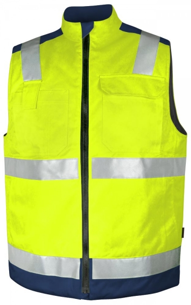 Teamdress-PSA, Warnschutz-Weste, gefüttert, Kl. 1, warngelb/marine