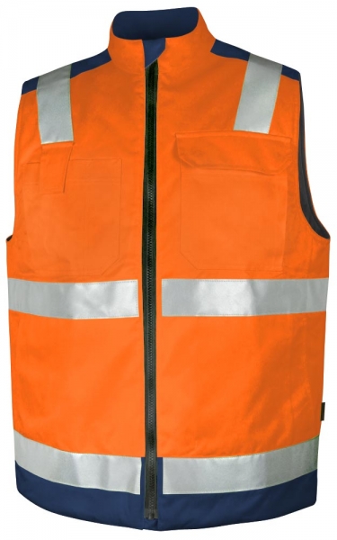 Teamdress-PSA, Warnschutz-Weste, gefüttert, Kl. 1, warnorange/marine