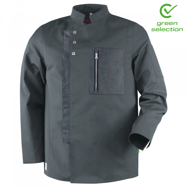 Teamdress-Nathan-Herren-Kochjacke, dunkelgrau/schwarz Denim