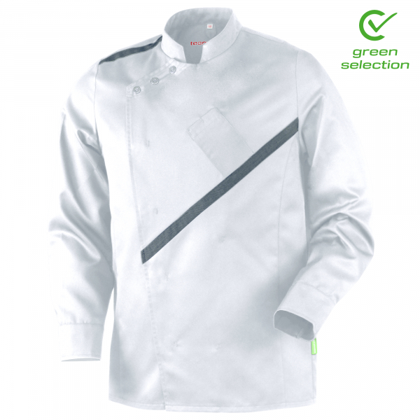 Teamdress-Maikel-Herren-Kochjacke, weiß/schwarz Denim