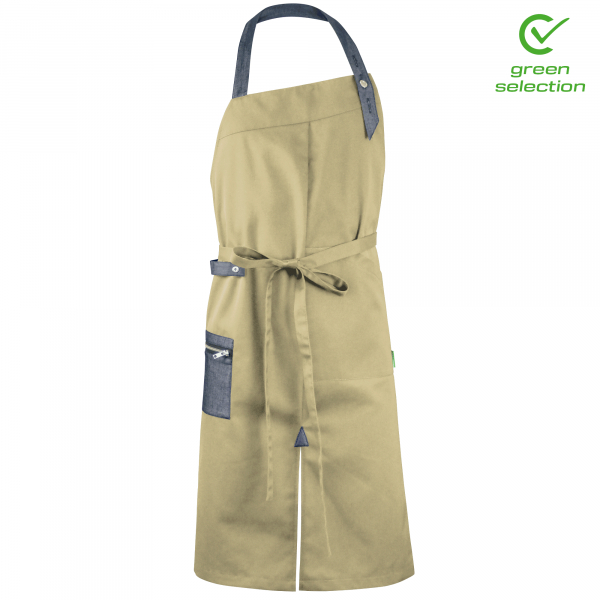 Teamdress-Latzschürze, khaki/schwarz Denim