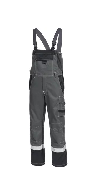 HB-Strlichtbogenschutz-Latzhose, 7kA/4kA, teilweise 2-lagig, dunkelgrau/schwarz