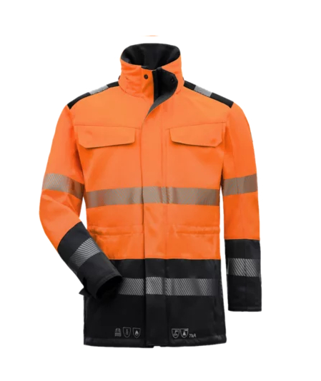 HB-Strlichtbogenschutz- Parka Kl. 2, 7KA, 320 g/m, fluoreszierendorange/ schwarzblau