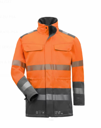 HB-Strlichtbogenschutz- Parka Kl. 2, 7KA, 320 g/m, fluoreszierendorange/ steingrau