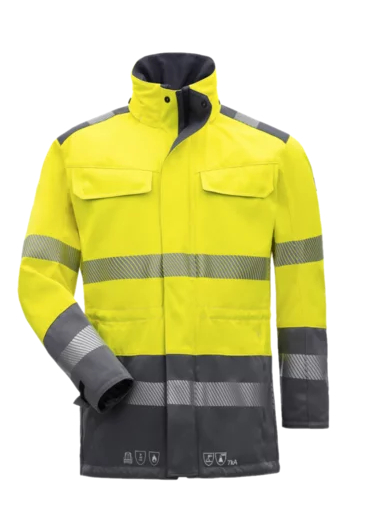 HB-Strlichtbogenschutz- Parka Kl. 2, 7KA, 320 g/m, fluoreszierendgelb/ steingrau
