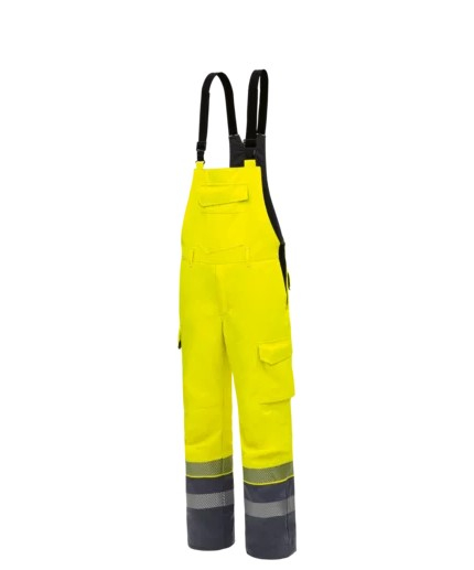 HB-Störlichtbogenschutz-Warnschutzlatzhose, 320 g/m², fluoreszierendgelb/steingrau