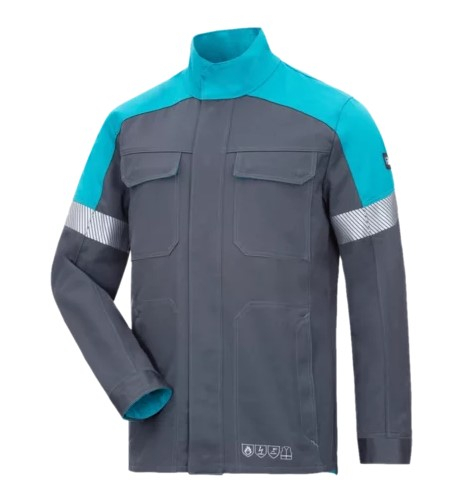 HB-Flssigmetallschutz- Jacke, Al+Fe, 430 g/m, anthrazitgrau/ petrol
