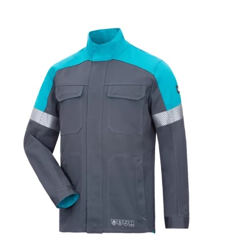 HB-Flssigmetallschutz- Jacke, Al+Fe, 340 g/m, anthrazitgrau/ petrol