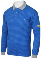 HB-ESD-Produktschutz-Herren-Poloshirt, langarm, 160 g/m, royal/silbergrau