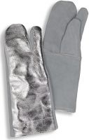 HB-Flammen-/Schweißerschutz-3-Finger--Arbeits-Handschuhe, 400 mm lang, silber/mausgrau
