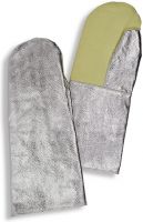 HB-Flammen-/Schweißerschutz-Faust-Arbeits-Handschuhe, 400 mm lang, silber/gelb