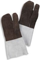 HB-Flammen-/Schweißerschutz-3-Finger-Leder-Arbeits-Handschuhe, 380 mm lang, weiß/braun