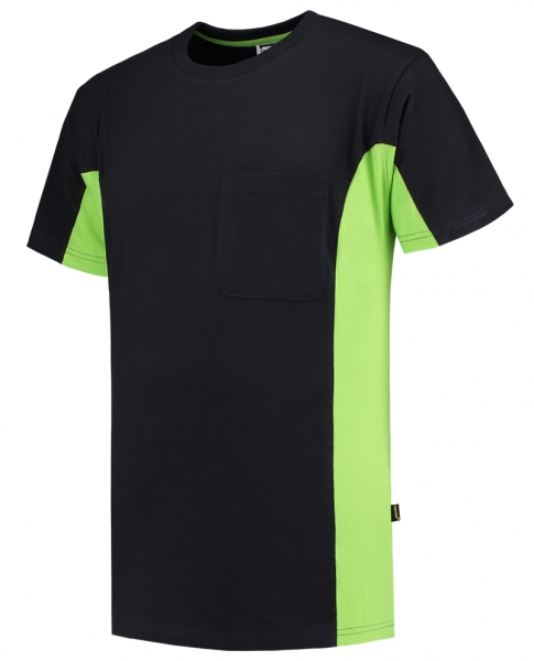 TRICORP-T-Shirt, mit Brusttasche, Bicolor, 190 g/m², black-lime
