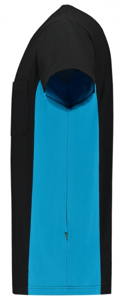 TRICORP-T-Shirt, mit Brusttasche, Bicolor, 190 g/m, black-turquoise