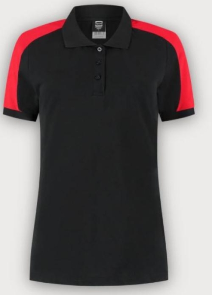 Tricorp Poloshirt Bicolor Redefined Damen, Black-Brightred