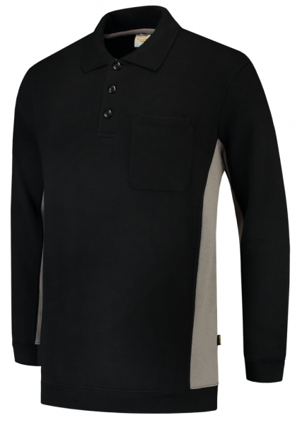 TRICORP-Polosweater, mit Brusttasche, Bicolor, 280 g/m, black-grey