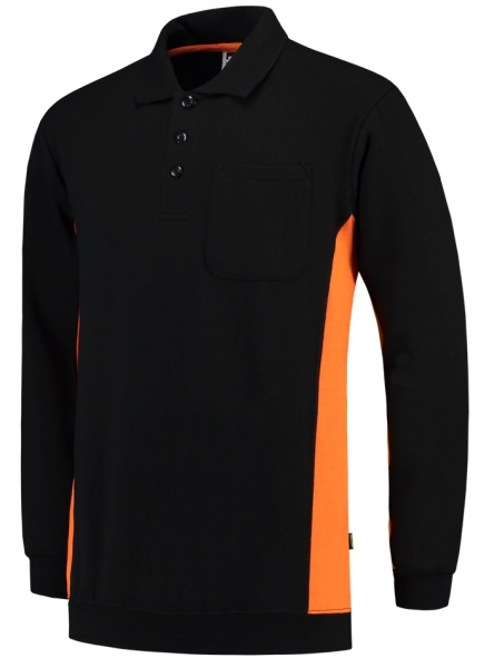 TRICORP-Polosweater, mit Brusttasche, Bicolor, 280 g/m, black-orange