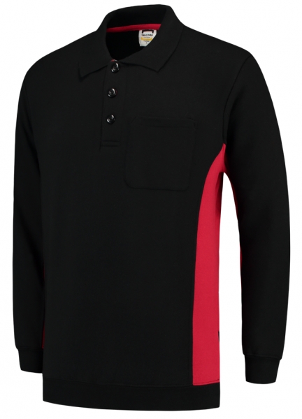 TRICORP-Polosweater, mit Brusttasche, Bicolor, 280 g/m, black-red