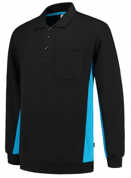 TRICORP-Polosweater, mit Brusttasche, Bicolor, 280 g/m, black-turquoise