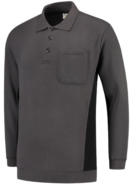 TRICORP-Polosweater, mit Brusttasche, Bicolor, 280 g/m, darkgrey-black
