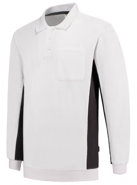 TRICORP-Polosweater, mit Brusttasche, Bicolor, 280 g/m, white-darkgrey