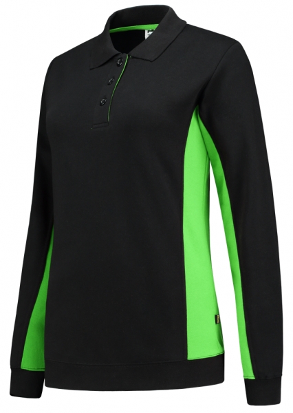 TRICORP-Damen-Sweatshirt mit Polokragen, 280 g/m, black-lime