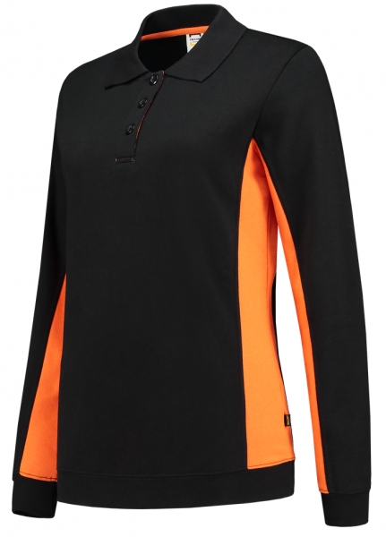 TRICORP-Damen-Sweatshirt mit Polokragen, 280 g/m, black-orange